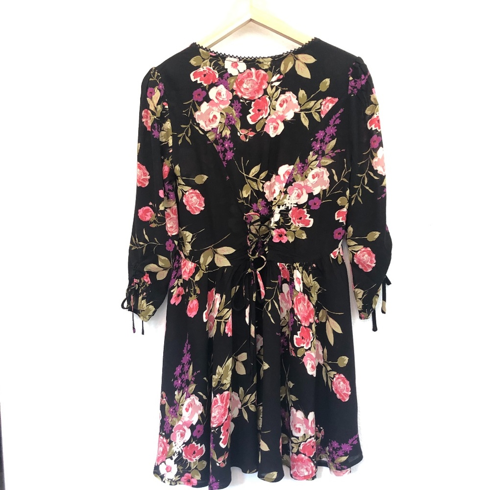 🎉HP🎉 Urban Outfitters Ecote Lizzie Black Floral Mini Dress - Picture 5 of 10